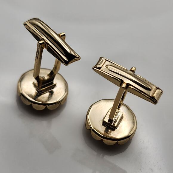 Antique Vintage Fire Opal Gold Cufflinks Cuff Links - Picture 4 of 4